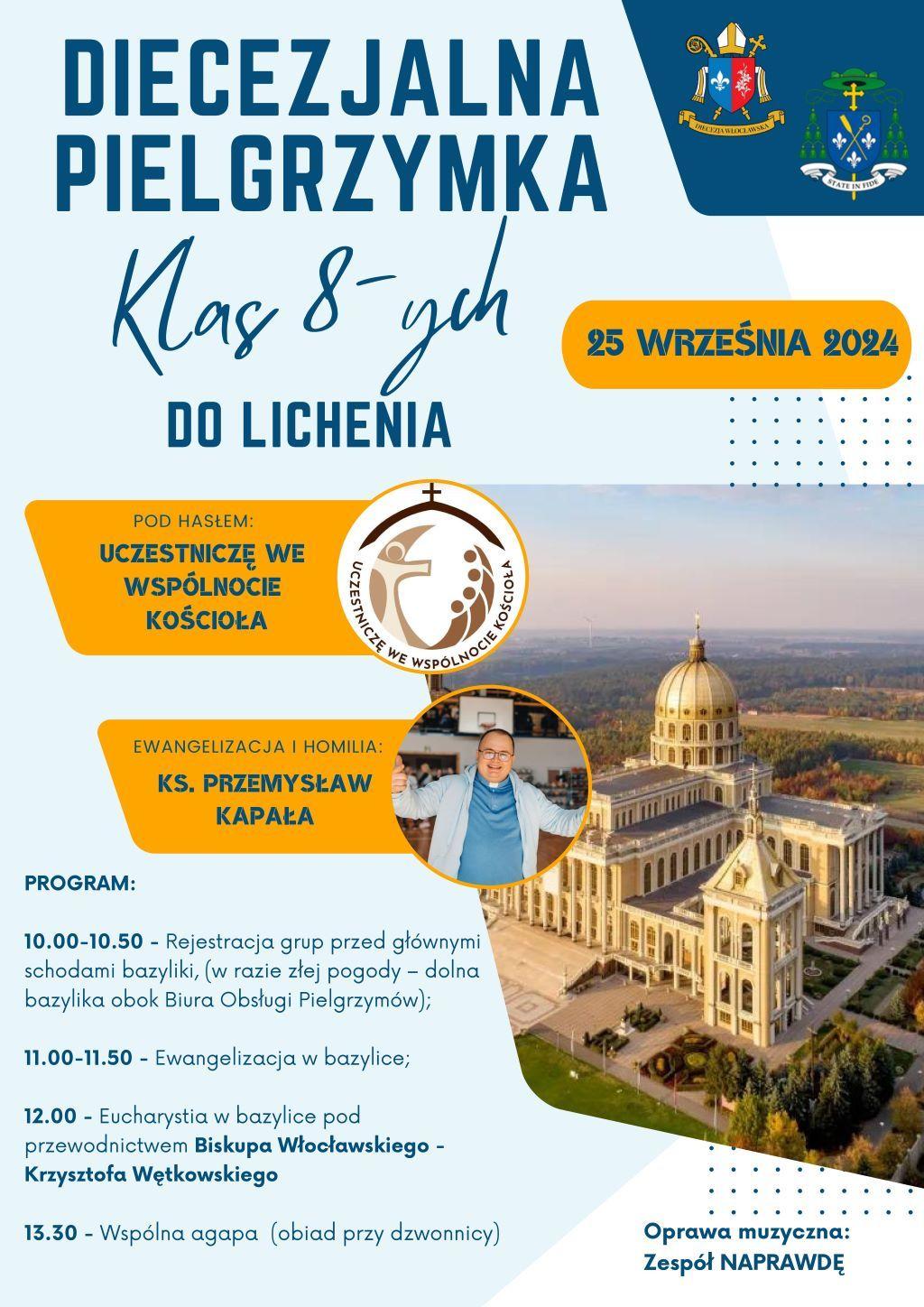 Licheń: Pielgrzymka ósmoklasistów diecezji włocławskiej (zaproszenie)