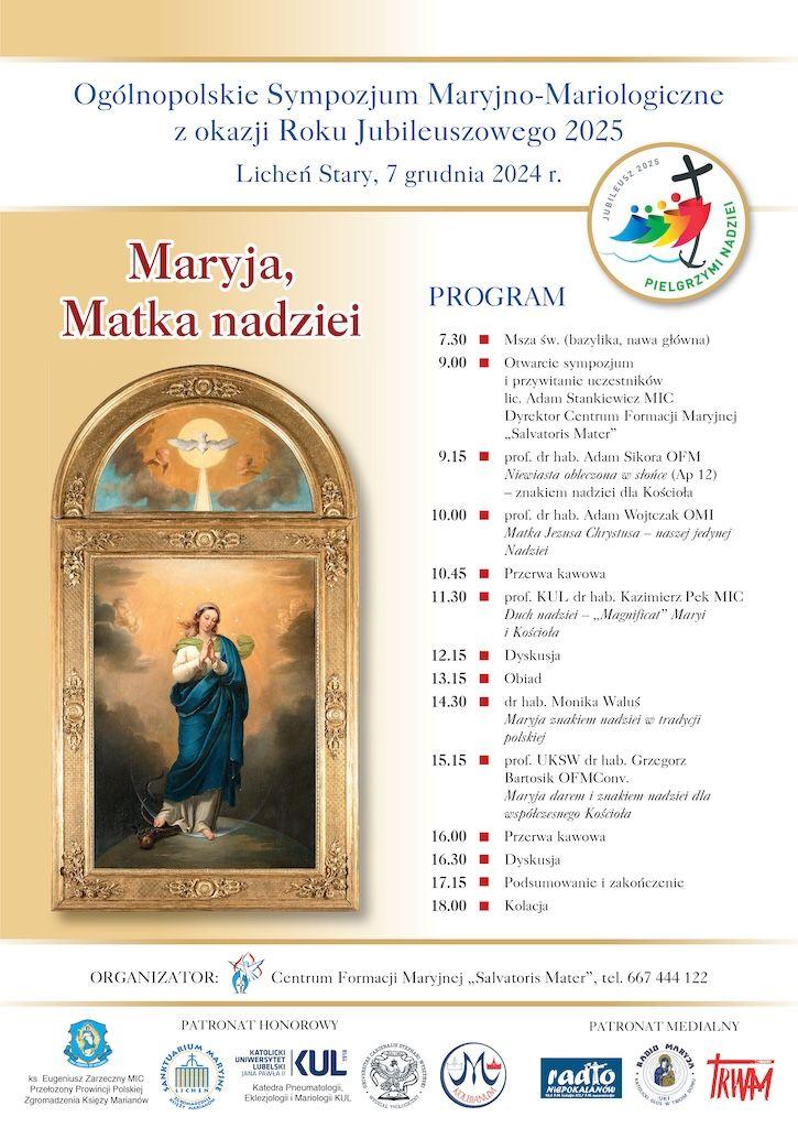 Licheń: Ogólnopolskie Sympozjum Maryjno-Mariologiczne "Maryja, Matka nadziei" (zaproszenie)