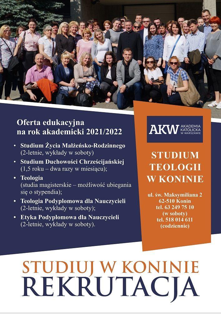 Oferta edukacyjna AKW Studium Teologii w Koninie na rok akademicki 2021/2022